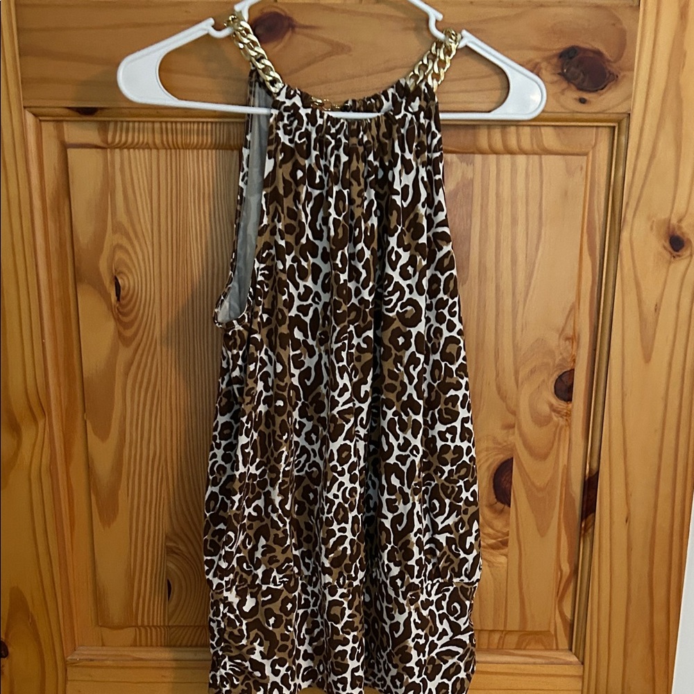 Lilly Pulitzer Brown Leopard Print Top with Chain Straps